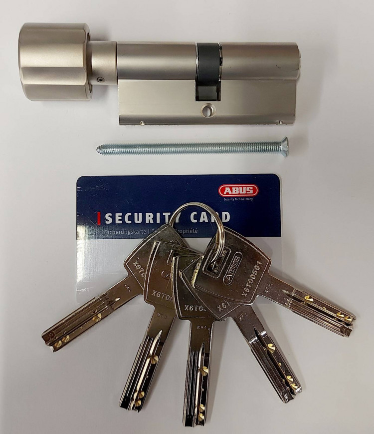 Механизм цилиндровый Abus X6 (Абус) 75 мм (30*45) никель, кл/вертушка