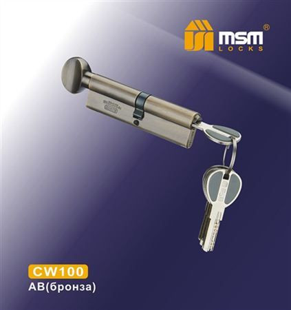 Цилиндровый механизм Msm CW100 AB 50*50 кл-верт (бронза) перфо